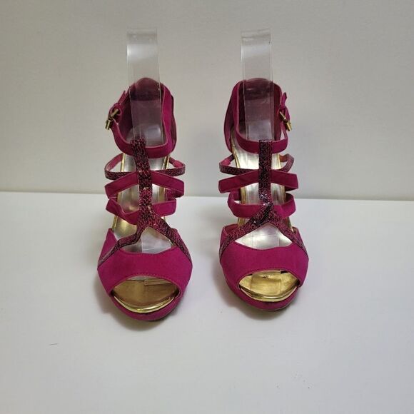 Mixx shuz pink and snake print platform heels - Picture 2 of 11